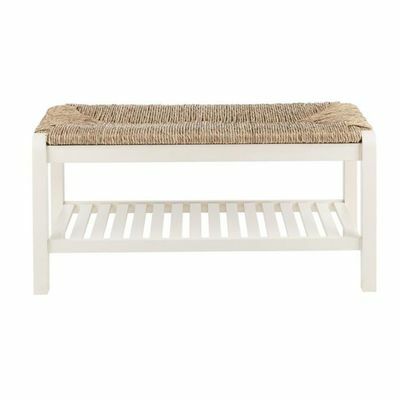 Dorsey Ivory Wood Entryway Bench med Rush Seat