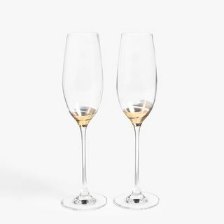 John Lewis & Partners Swirl Stem Champagne Flute, 240 ml, klar / guld