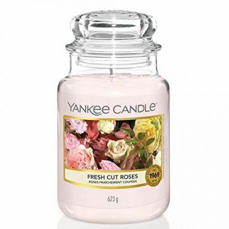 Yankee Candle Duftlys | Fresh Cut Roses Stor Krukke Lys | Brændetid: Op til 150 timer