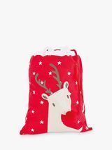 Jolly Reindeer Christmas Sack, Red