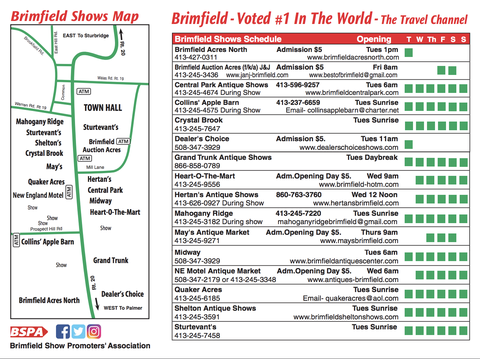 tidsplan for brimfield antikviteter show