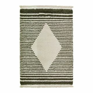 Safi diamantgrønt tæppe med frynser