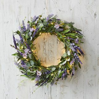 56 cm lavendel krans mikro lys bundt