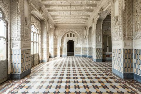 Udskårne lofter og flisearbejde ved Sammezzano Castle