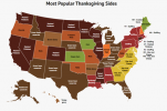 Dette kort viser folks foretrukne Thanksgiving side ved stat