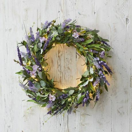 56 cm lavendel krans mikro lys bundt