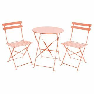 Folding Metal Bistro Set Orange