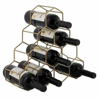 Hexagon Wire Wine Reol - Guld