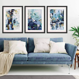 Textured Blue Abstract - Print Set Of 3