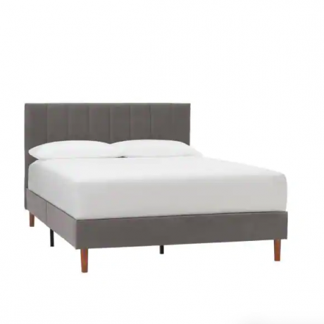 Warrenton Charcoal Grey Polstret Queen Bed med Channel Tufting