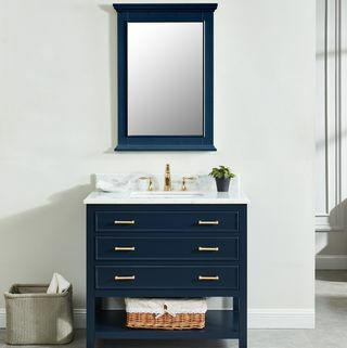 Presnell Navy Badeværelse Vanity Med hvid Marmor Top