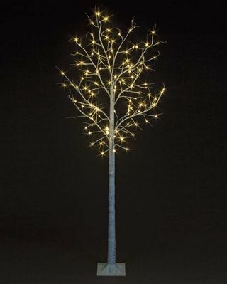 Birketræ med varmhvide lysdioder