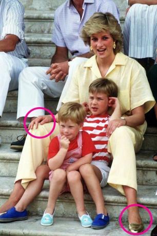 Prinsesse Diana med Harry og William i Spanien