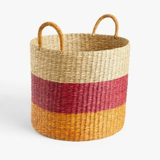 Seagrass Basket, Stor, Orange / Pink