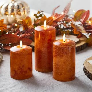 Meleret orange LED Autumn Candle Trio
