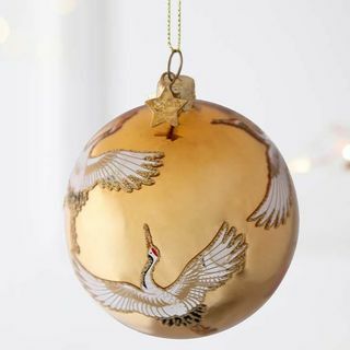 Guld Crane Print Bauble Juletræ dekoration
